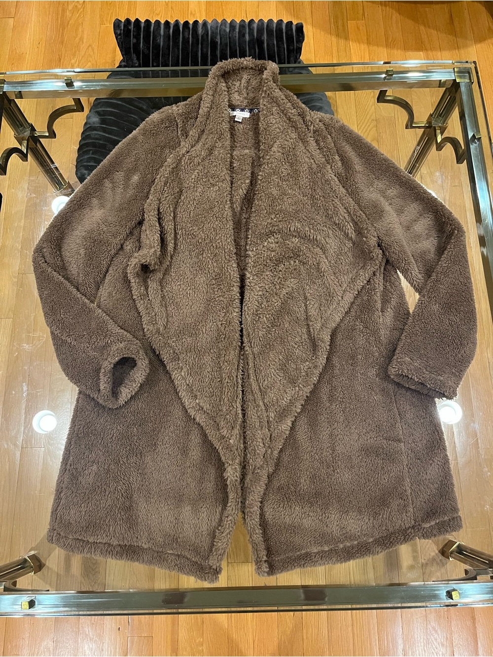 JODIFL Cozy Open-Front Teddy Jacket - Brown